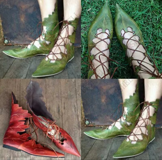 New Exclusive Enchanted Leaf Lace-Up Flats – Witchy Fae- Fairy Inspired Women’s Shoes