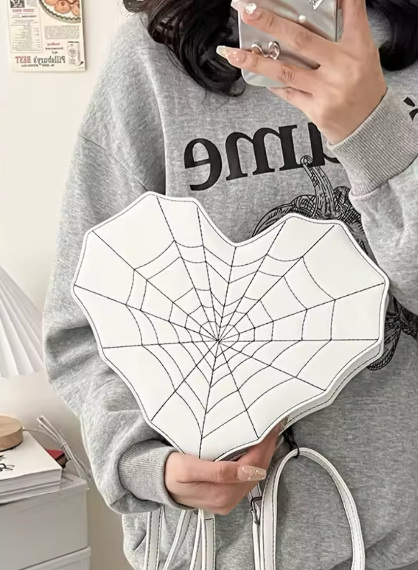 New Gothic Spiderweb Heart Backpack Unique & Stylish Women’s Bag