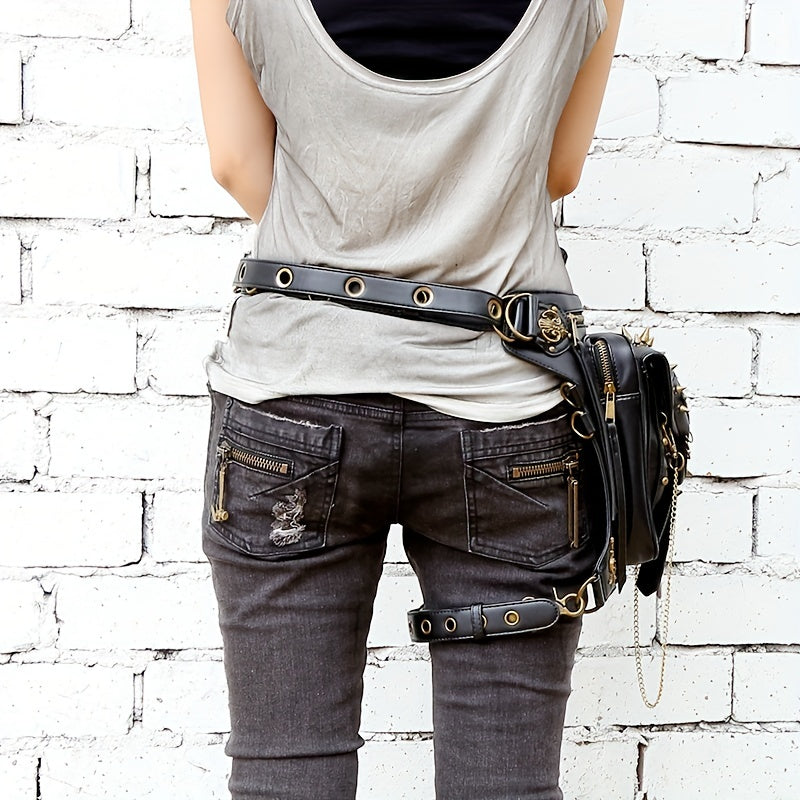 New Exclusive Gothic Skull Chain Studded Crossbody Bag