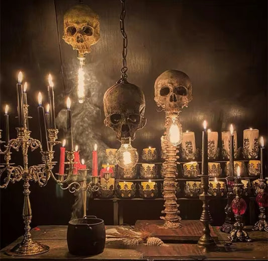 Spine Skull Table Lamp Gothic Horror LED Light for Haunted Home Decor