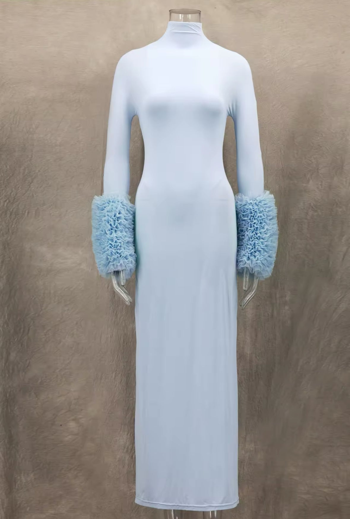 NEW Sky Luxe Turtleneck Runway Dress – Long Sleeve Maxi with Bodysuit Lining