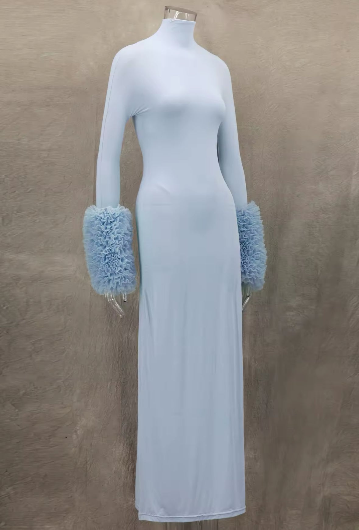 NEW Sky Luxe Turtleneck Runway Dress – Long Sleeve Maxi with Bodysuit Lining