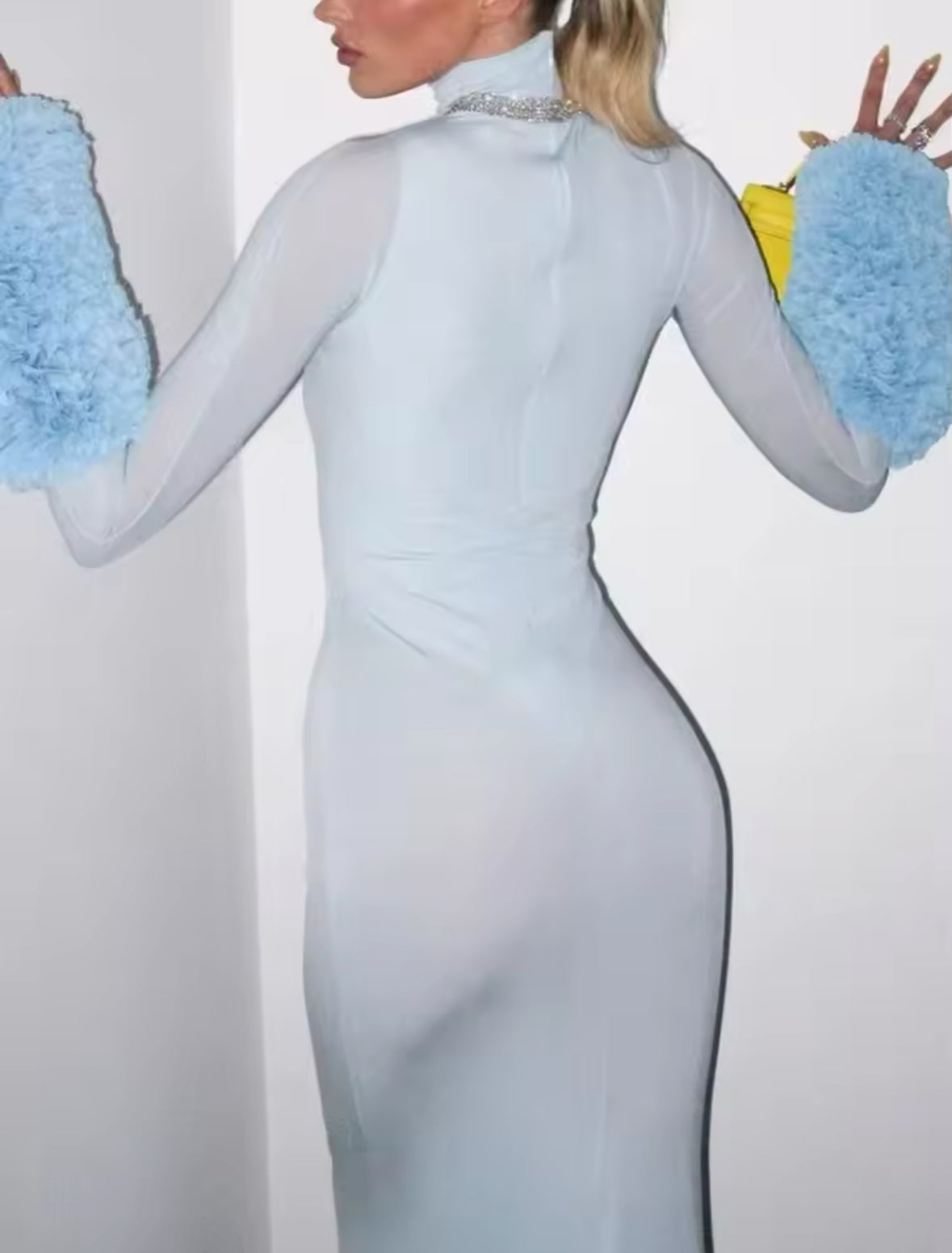 NEW Sky Luxe Turtleneck Runway Dress – Long Sleeve Maxi with Bodysuit Lining