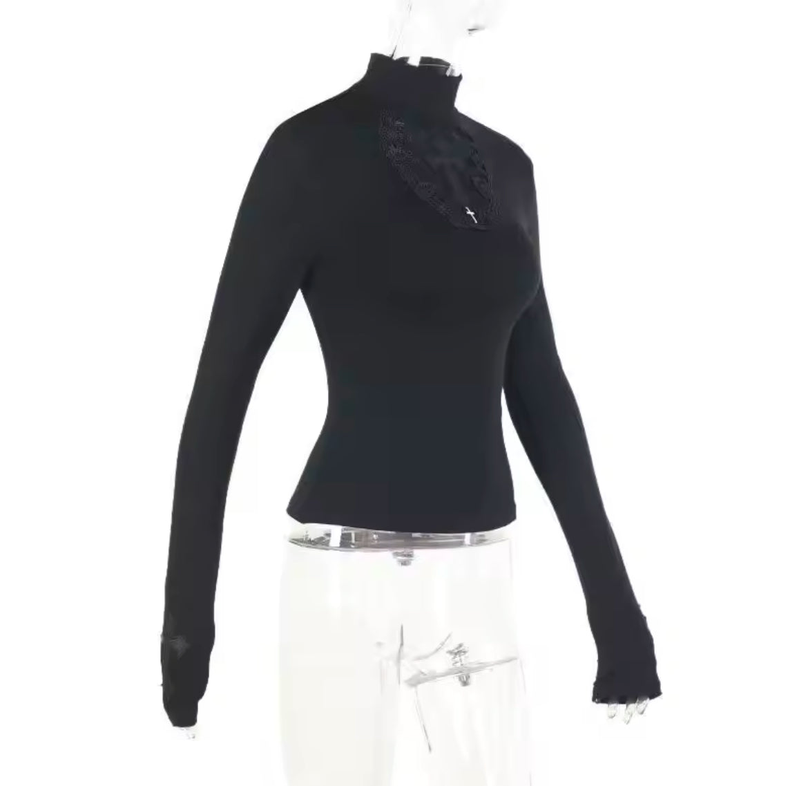 New Turtle-Neck Cross Gothic Long-Sleeve Women’s Top