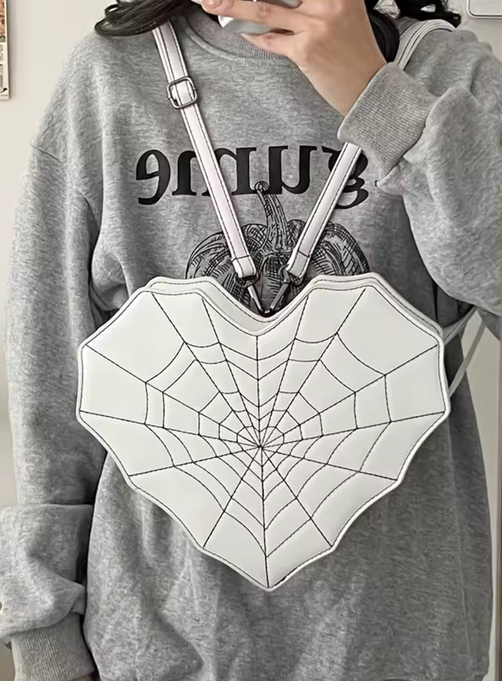 New Gothic Spiderweb Heart Backpack Unique & Stylish Women’s Bag