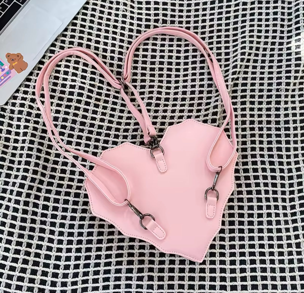 New Gothic Spiderweb Heart Backpack Unique & Stylish Women’s Bag