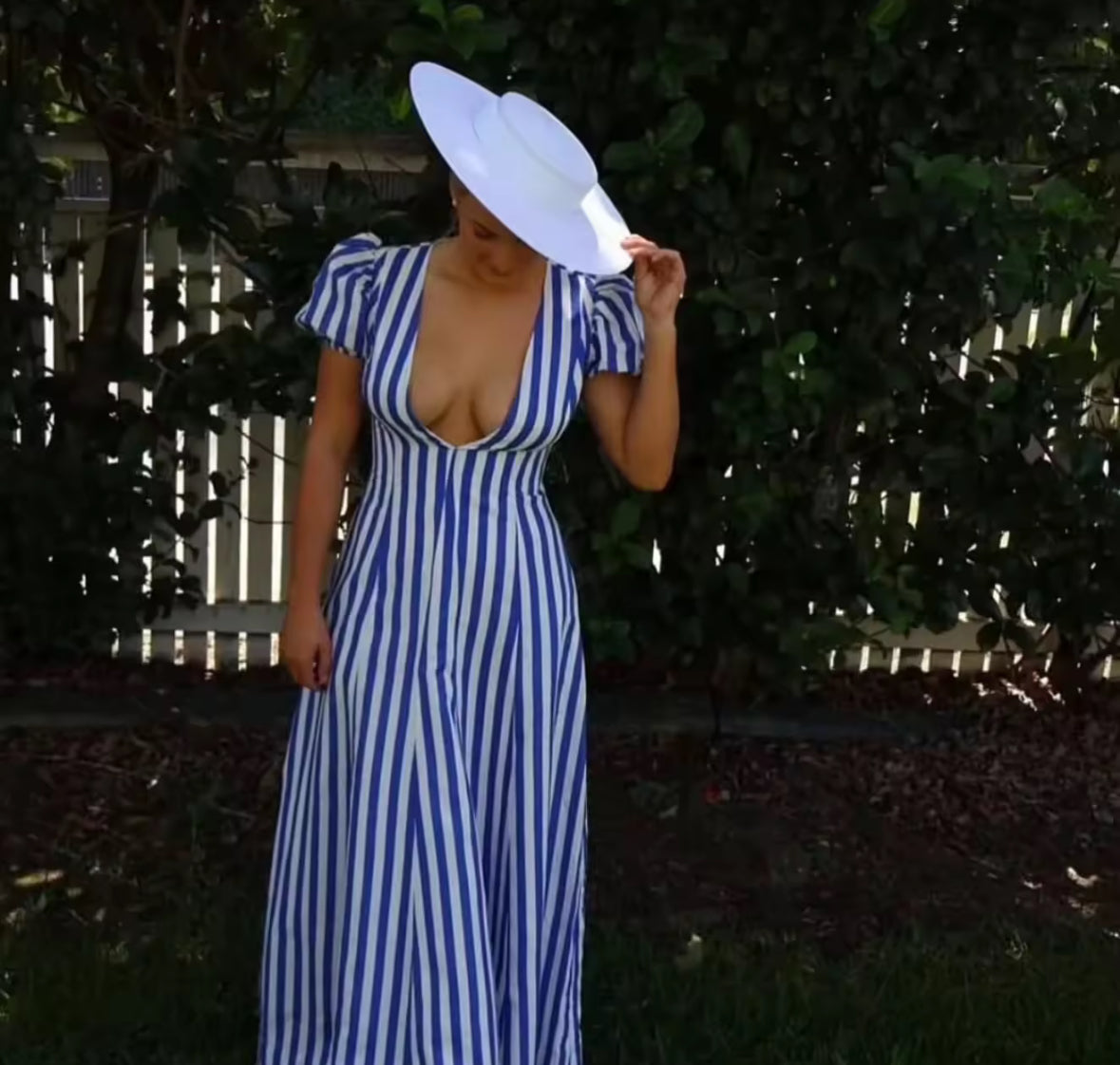 Bold in Blue | Deep V Puff Sleeve Maxi Dress