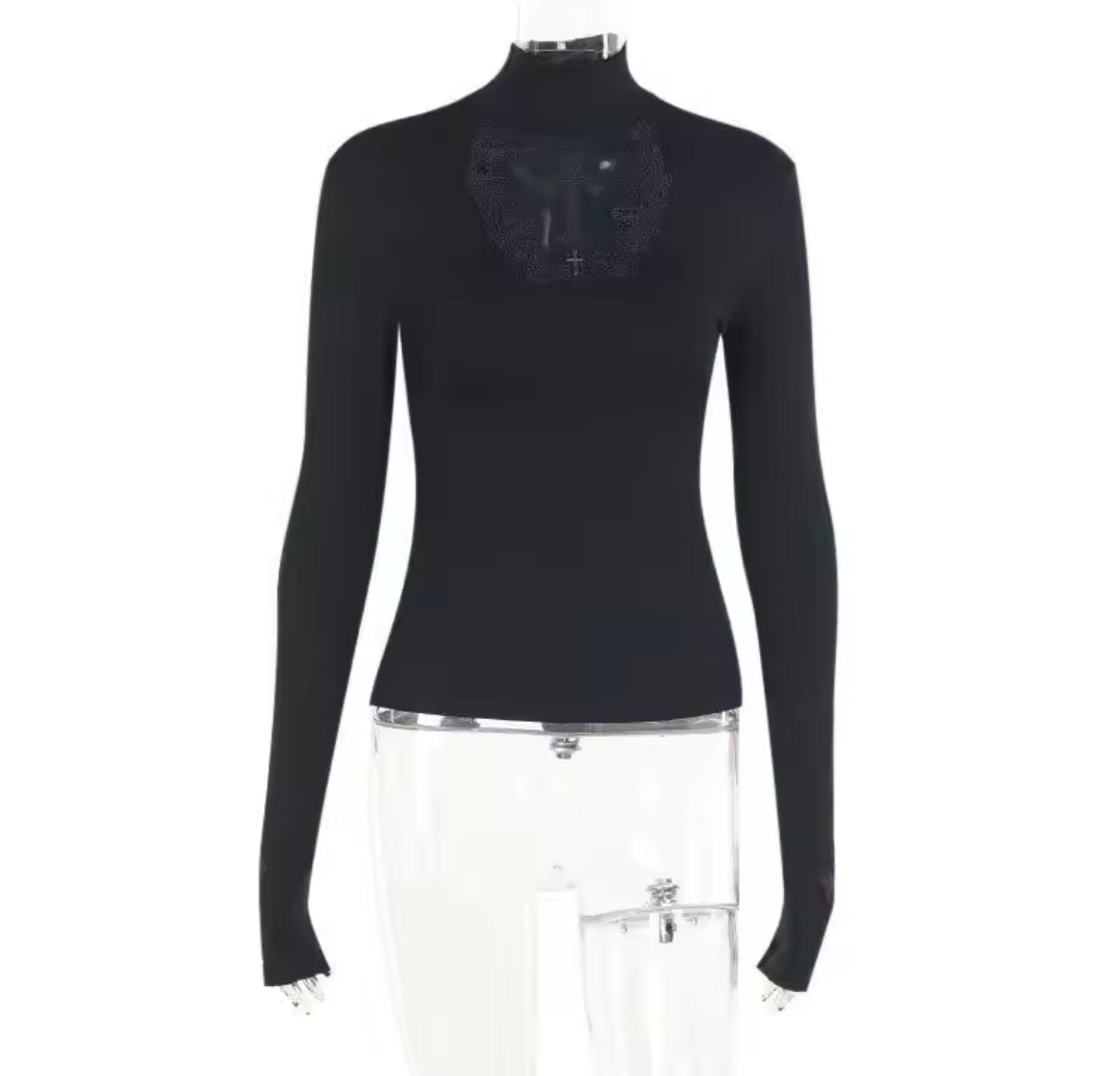 New Turtle-Neck Cross Gothic Long-Sleeve Women’s Top