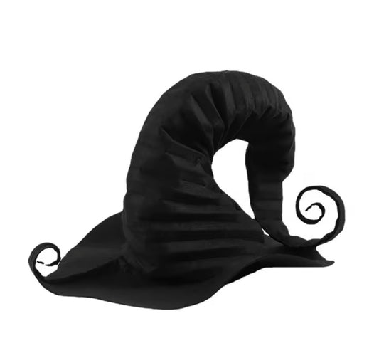 “Enchanted Spiral Witch Hat – Mystical Black Magickal Costume Accessory”