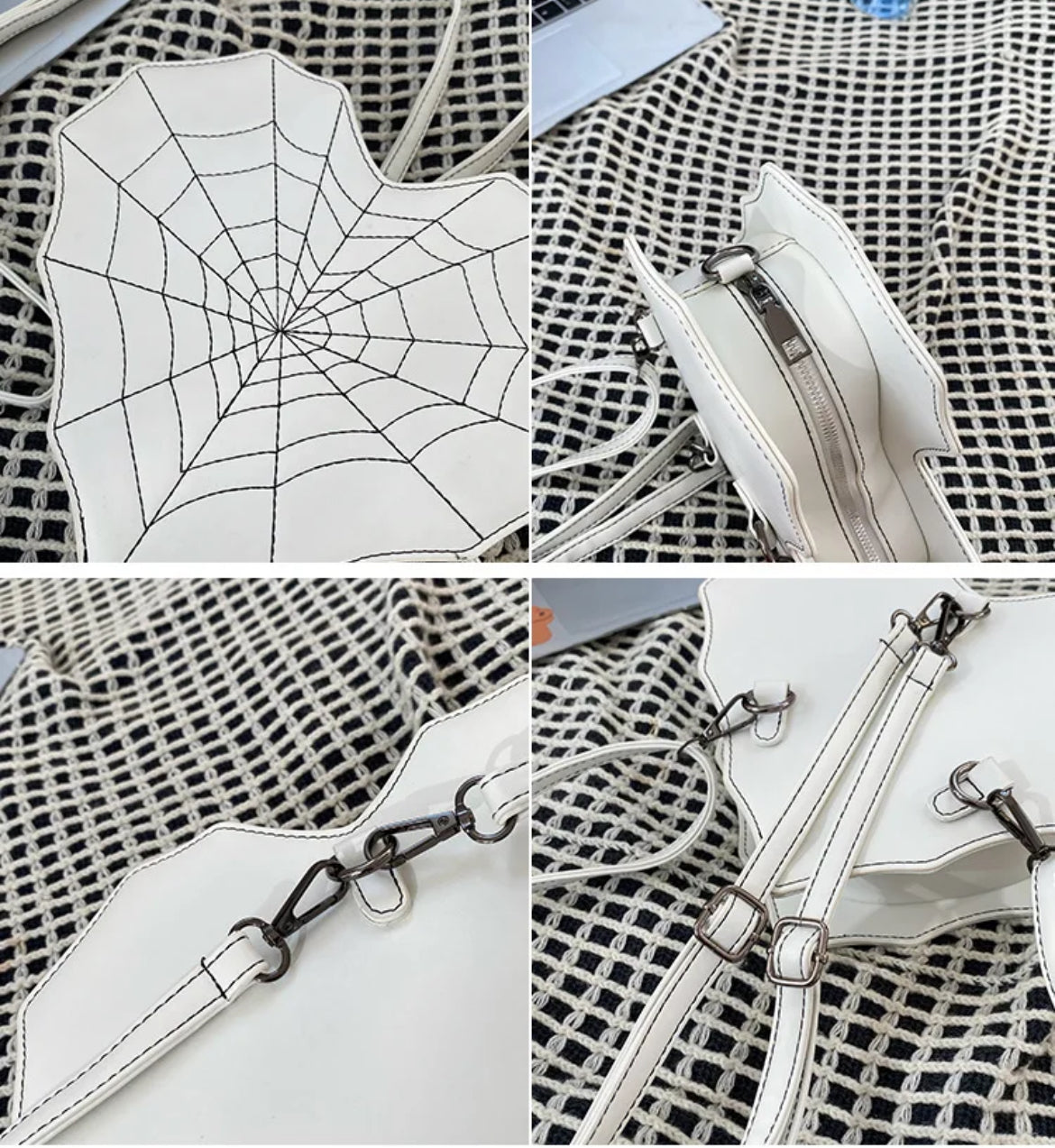 New Gothic Spiderweb Heart Backpack Unique & Stylish Women’s Bag