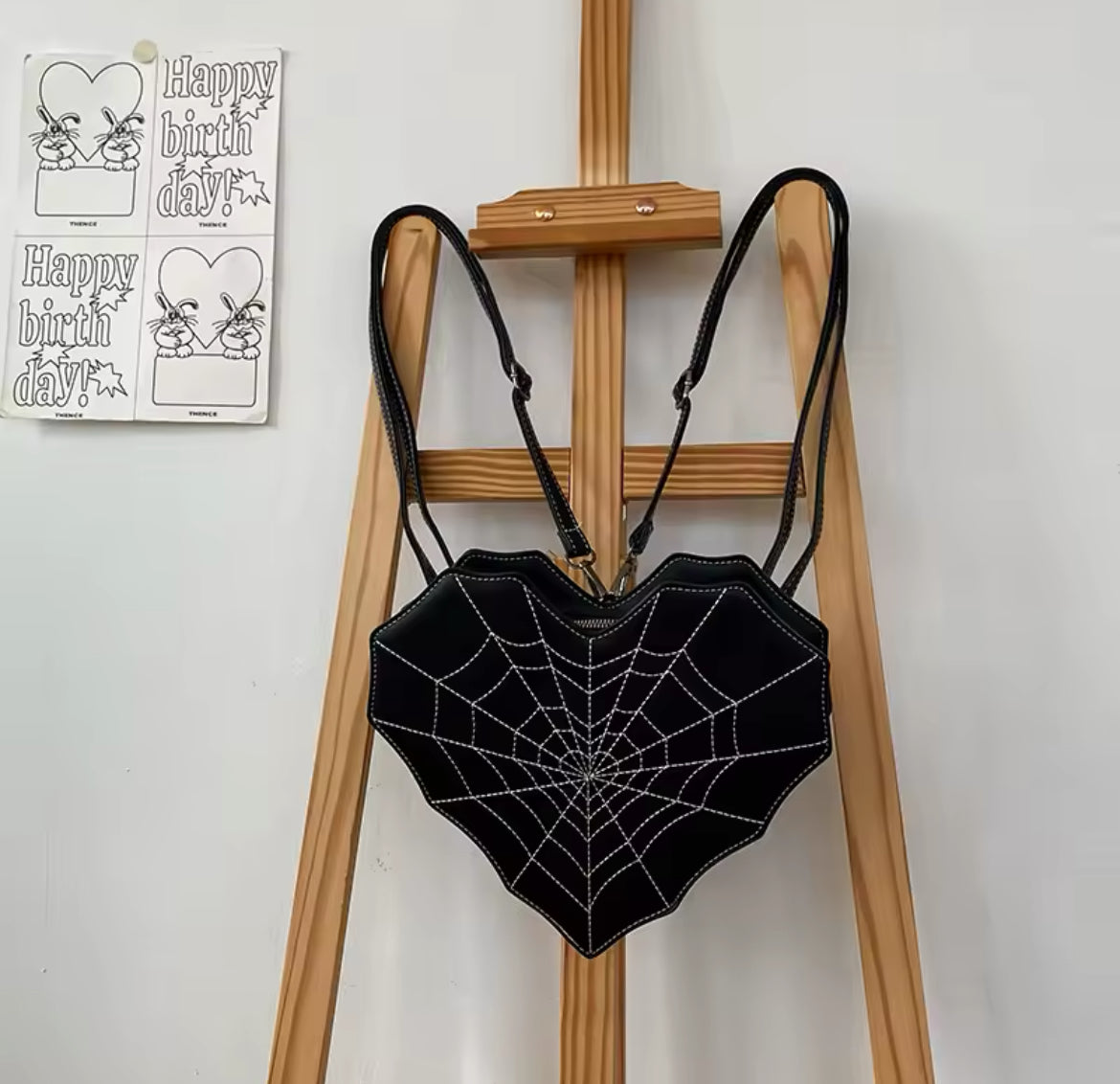 New Gothic Spiderweb Heart Backpack Unique & Stylish Women’s Bag