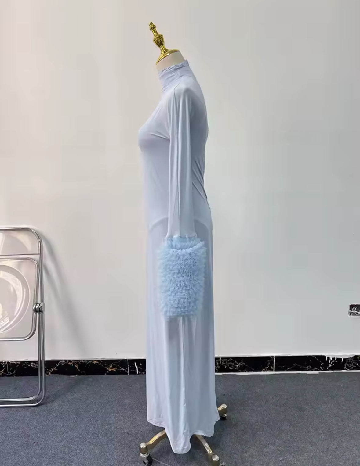 NEW Sky Luxe Turtleneck Runway Dress – Long Sleeve Maxi with Bodysuit Lining