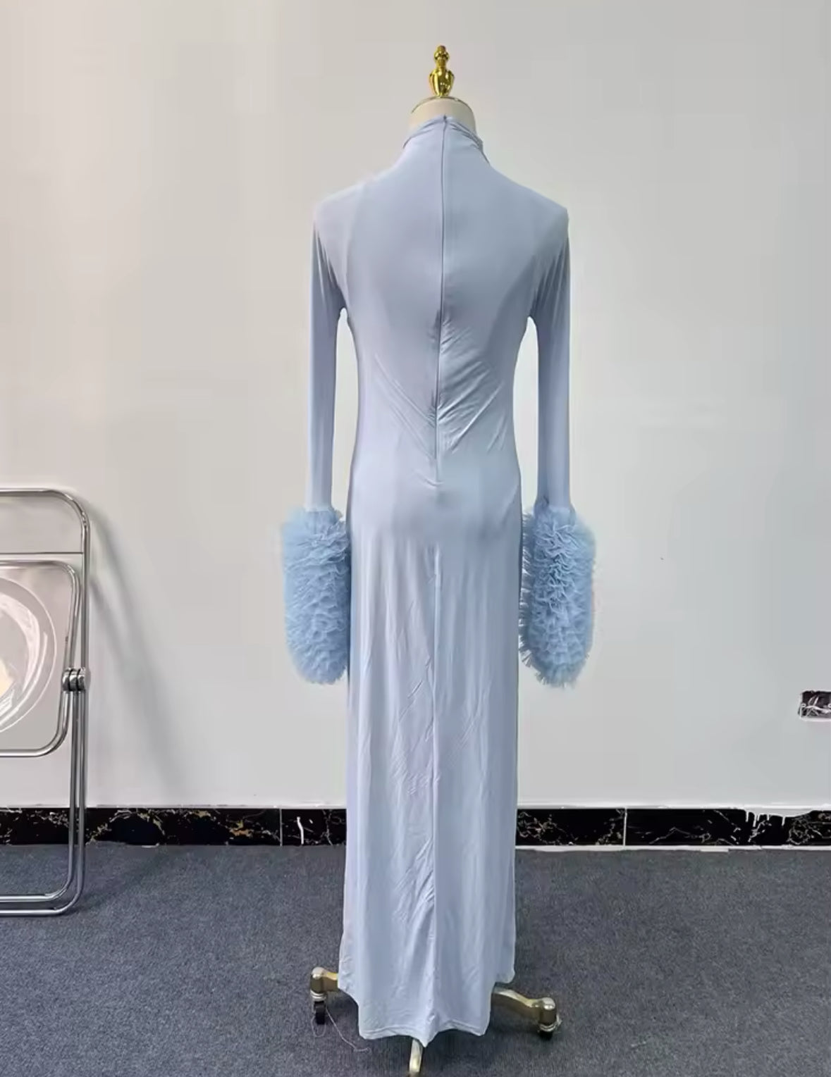 NEW Sky Luxe Turtleneck Runway Dress – Long Sleeve Maxi with Bodysuit Lining