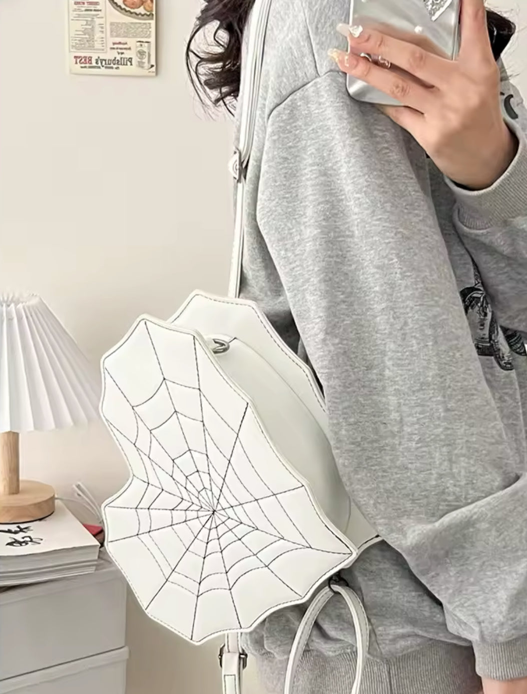 New Gothic Spiderweb Heart Backpack Unique & Stylish Women’s Bag