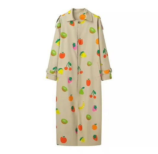 New Hot Off The Runway Fruity Single-Breasted Stylish Trench Coat