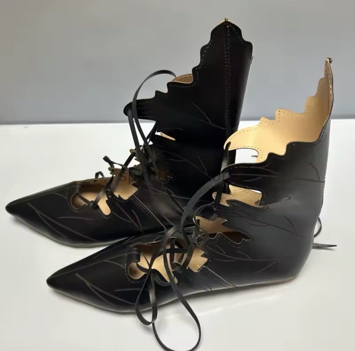 New Exclusive Enchanted Leaf Lace-Up Flats – Witchy Fae- Fairy Inspired Women’s Shoes