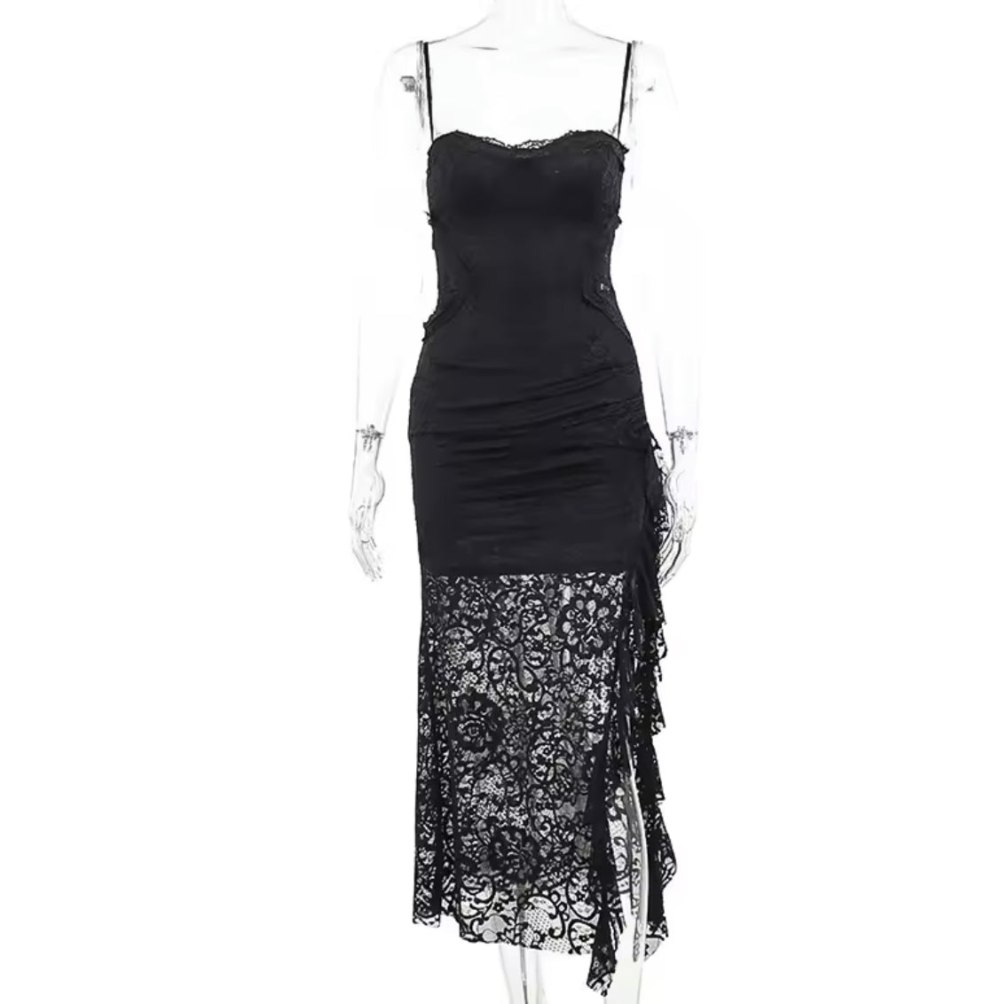 Dark Enchantress Gothic Lace Dress & Bell Sleeve Shawl “Vintage-Inspired Elegance”