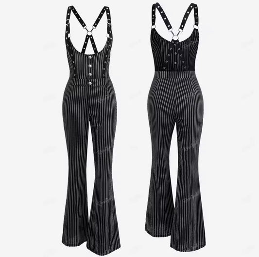 Stylish Gothic Vogue New Pinstripe Women’s Jumpsuit S M L XL 2XL 3XL Limited Stock