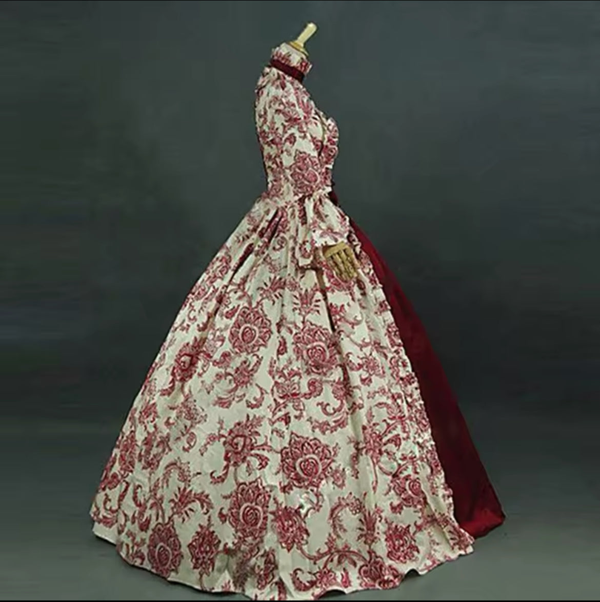 Victorian Glided-Age Gothic Floral Ball Gown Dress – Retro Vintage Lace Long Sleeve