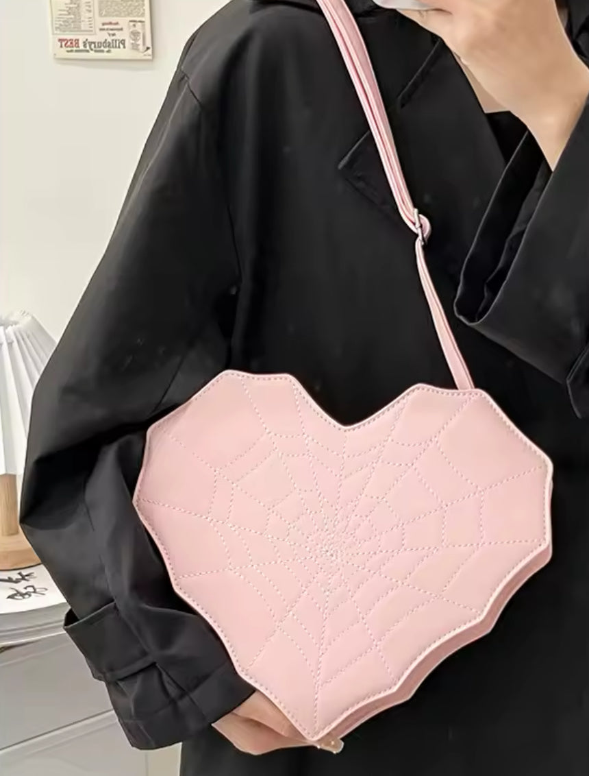 New Gothic Spiderweb Heart Backpack Unique & Stylish Women’s Bag