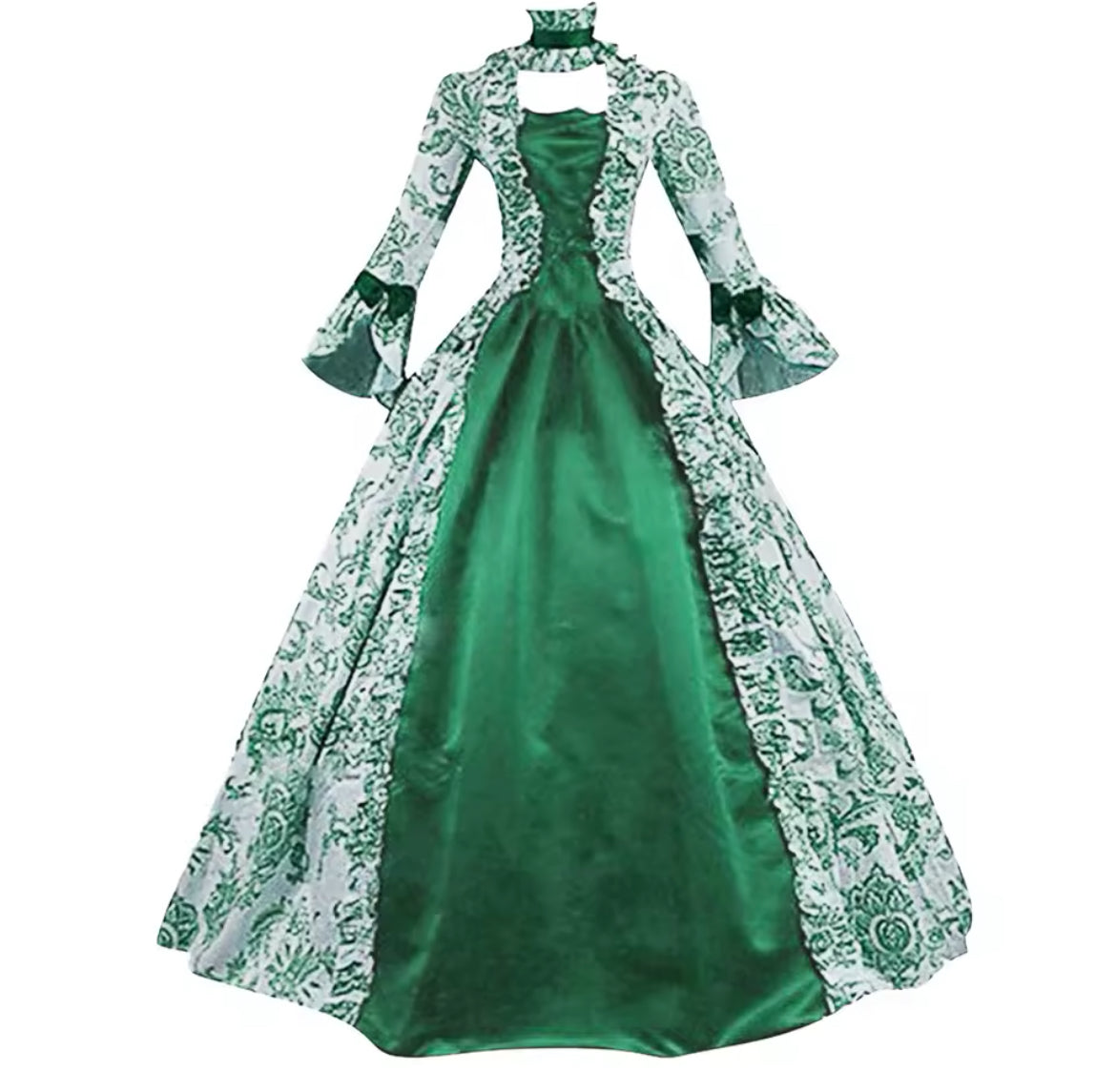 Victorian Glided-Age Gothic Floral Ball Gown Dress – Retro Vintage Lace Long Sleeve