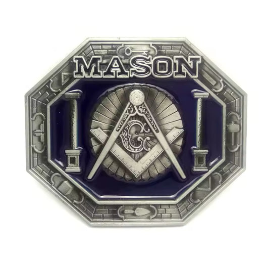 New Freemason PU Leather Belt with Zinc Alloy Buckle - Masonic Symbol Design