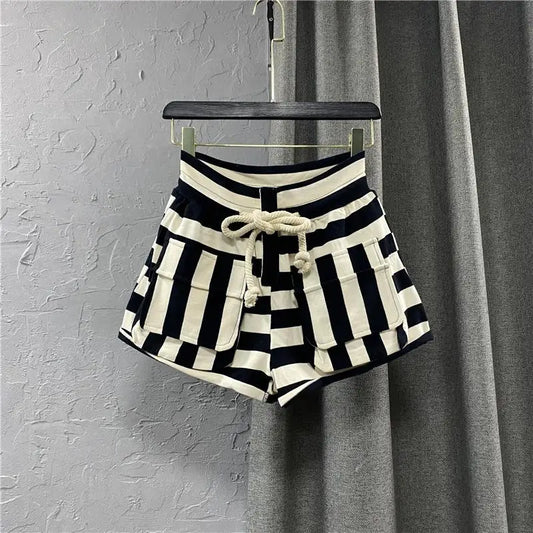 New Arrival High-Waist Striped Shorts