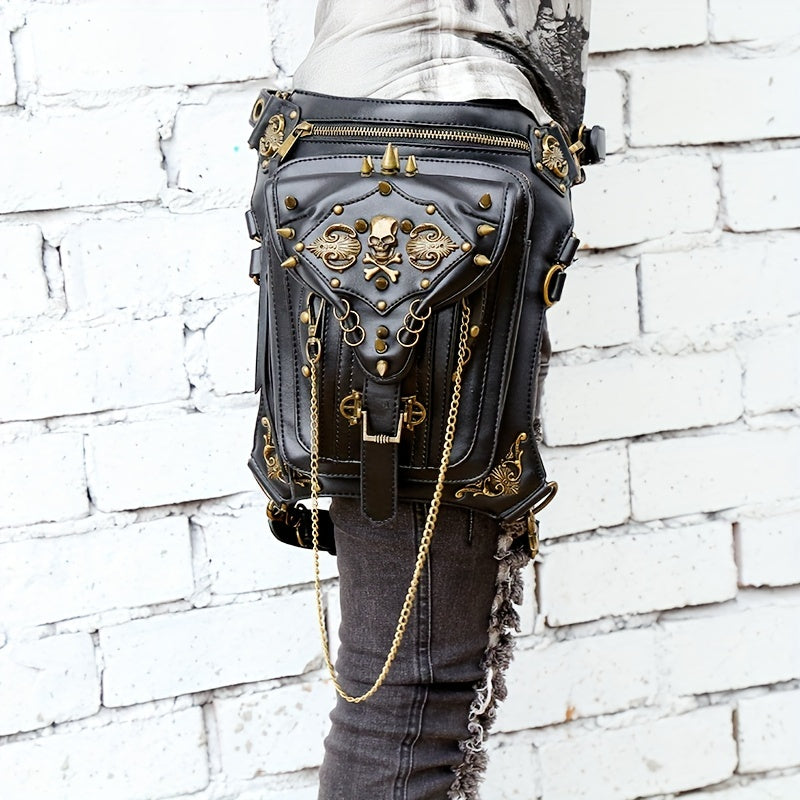 New Exclusive Gothic Skull Chain Studded Crossbody Bag